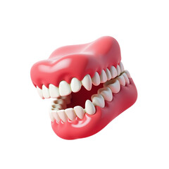 Fototapeta premium 3d render of a healthy set of teeth and gums on a pink background