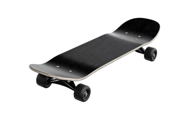 A Sleek Black Skateboard isolated on transparent Background