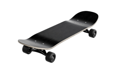 A Sleek Black Skateboard isolated on transparent Background