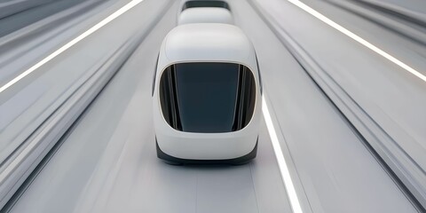 Fototapeta premium Future consumer concept. Autonomous vehicle on a futuristic roadway, showcasing modern transportation technology.