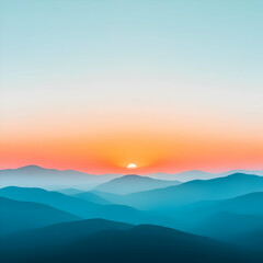 Obraz premium Sunset Mountainscape Illustration