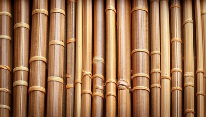 Fototapeta premium Natural japanese bamboo stalks creating a warm background