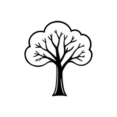 Minimalist Tree Logo in Black and White Clipart Style