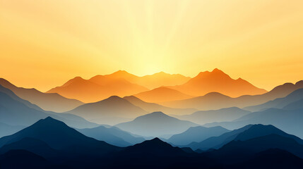 Fototapeta premium Sunset Mountain Range Illustration