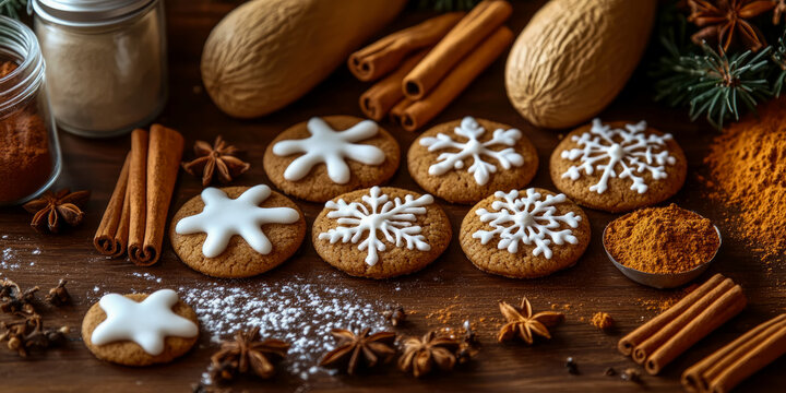Festive Snowflake Gingerbread Cookies with Spices and Nuts: A Delicious Winter Treat