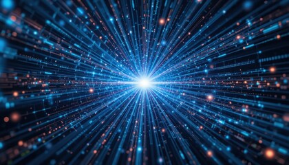 Fototapeta premium Digital Data Stream: A Journey into the Cyberspace