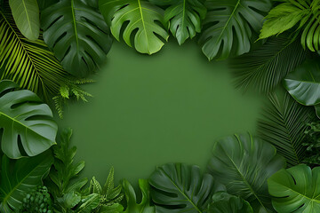Lush Green Tropical Leaf Background Illustration