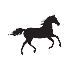 Stallion horse running pose silhouette vector illustration
