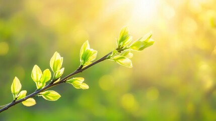 Obraz premium Delicate willow branches in fresh green, soft morning light, serene and minimalist Qingming Festival scene.