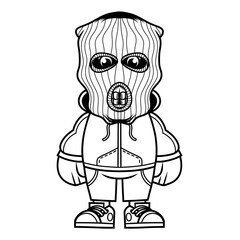 Mascot character design cartoon skull with balaclava outline
