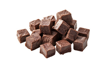 Chocolate Chunk Brownie Cubes isolated on transparent Background