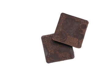 Cacao bar isolated on transparent background. Top view.