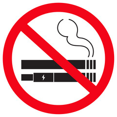 No smoking or no vaping allowed sign. Perfect prohibition symbol for tobacco and electronic cigarettes.