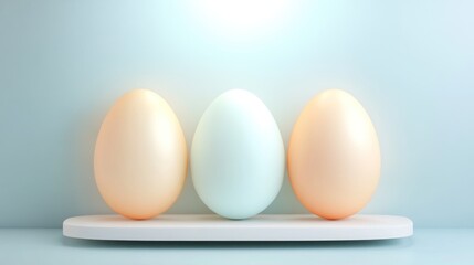 Fototapeta premium Abstract Easter design, geometric shapes, pastel palette, modern minimalist aesthetic, text-friendly composition.