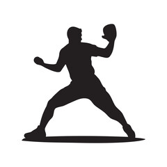Baseball player throwing the ball silhouette vector illustration