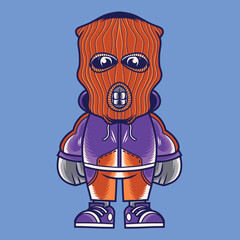 Mascot character design cartoon skull with balaclava