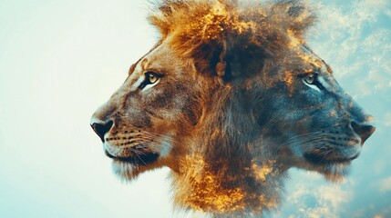 Naklejka premium close up portrait of a lion_Photographs_of_lions_and_the_African_savanna