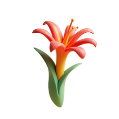 3d render of a vibrant lily flower with smooth petals in shades of and pink