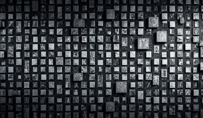 Black Background with Subtle Repeating Square Shapes Forming a Grid Like Structure