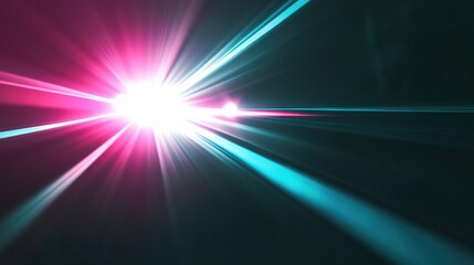 Obraz premium Colorful light beams blurring out of focus against dark background.