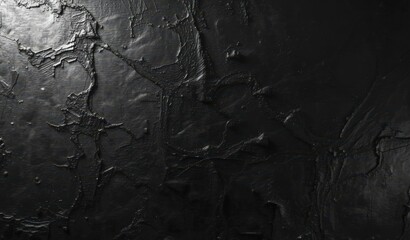 Obraz premium Close up of dark textured surface with visible cracks and crevices in black