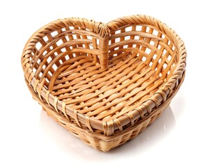empty wicker basket isolated on a white background
