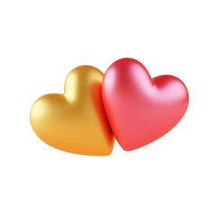 Fototapeta premium two glossy hearts one gold and one red symbolize love and romance