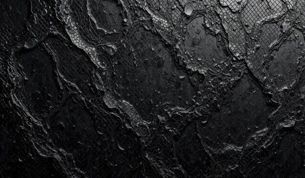 Close up of glossy black snakeskin texture with scaled pattern - Powered by Adobe