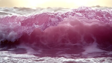 Fototapeta premium Pink Ocean Wave Crashing Foam White