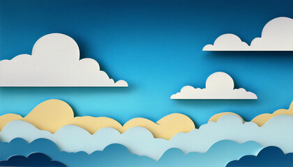空と雲　切り絵風　01