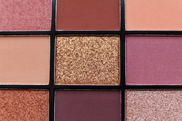 Makeup eyeshadow palette . Top view.