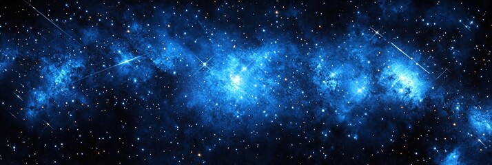 Obraz premium Vibrant blue nebula with bright stars and cosmic dust.