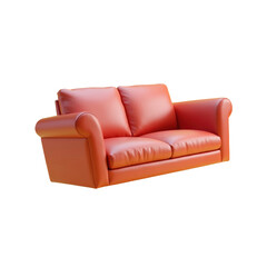 Fototapeta premium floating red leather sofa against a pale yellow background