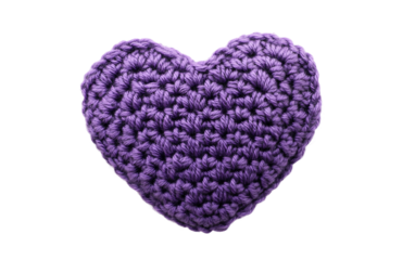 Handmade Purple Heart Crochet isolated on transparent Background