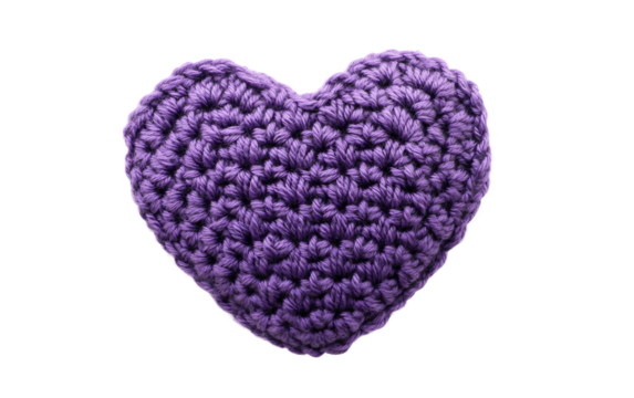 Handmade Purple Heart Crochet isolated on transparent Background