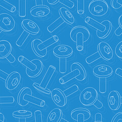 Mechanical engineering drawings on blue background. Cutter, assembly tool with replaceable multi-faceted plate. Technical Design. Cover. Blueprint. Vector illustration.