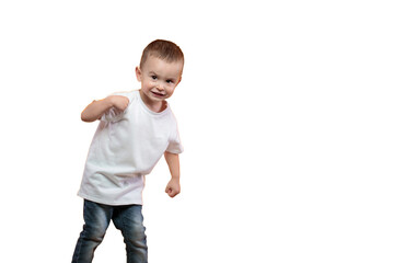 Kid boy wearing white t-shirt