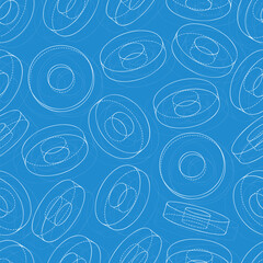 Mechanical engineering drawings on blue background. Cutter, assembly tool with replaceable multi-faceted plate. Technical Design. Cover. Blueprint. Vector illustration.