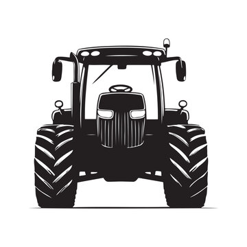 Farm Tractor front view silhouette vector illustration