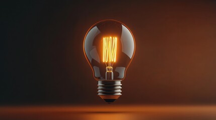 Illuminating Light Bulb Glowing Brightly Against a Rich Dark Background Creating a Striking Contrast and Evoking Inspiration and Creativity