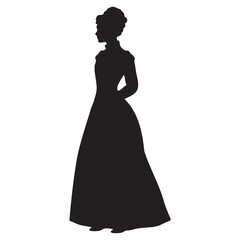 Victorian woman standing pose silhouette vector illustration