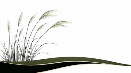 Elegant illustration of swaying pampas grass against a white background.