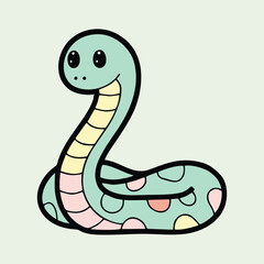 Fototapeta premium Adorable Cartoon Snake Illustration - Cute Vector Design
