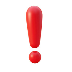 3d red exclamation mark on background