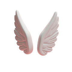 pair of 3d-rendered white wings on pink background