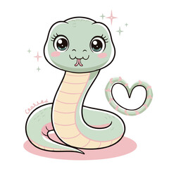 Fototapeta premium Adorable Cartoon Snake Illustration - Cute Vector Design