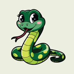 Adorable Cartoon Snake Illustration - Cute Vector Design