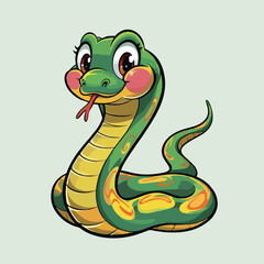 Fototapeta premium Adorable Cartoon Snake Illustration - Cute Vector Design