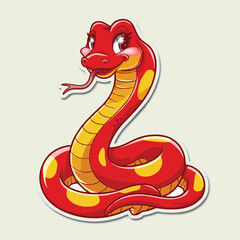 Fototapeta premium Adorable Cartoon Snake Illustration - Cute Vector Design