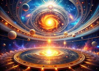 Cosmic energy swirls in this architectural masterpiece, a vortex of light brilliantly photographed.